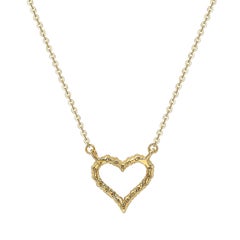 Suzy Levian Collier à chaîne en forme de cœur en or jaune 14 carats avec diamants blancs de 0,25 carat