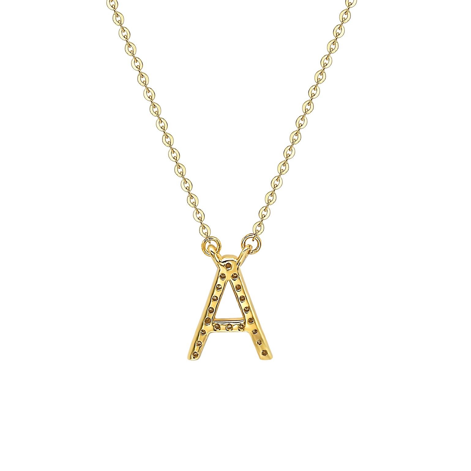 Diese atemberaubende, personalisierte Suzy Levian Buchstabenkette besteht aus natürlichen Diamanten, die von Hand in 14-karätiges Gelbgold gefasst wurden. Es ist das perfekte individuelle Geschenk, um jemandem mitzuteilen, dass man an ihn oder sie