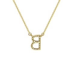 Suzy Levian 14k Yellow Gold White Diamond Letter Initial Necklace, B