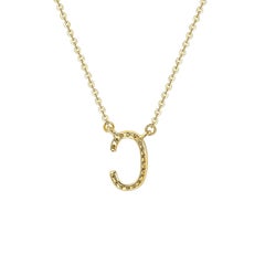 Suzy Levian 14K Yellow Gold White Diamond Letter Initial Necklace, C
