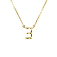 Suzy Levian 0.10 Carat White Diamond 14K Yellow Gold Letter Initial Necklace, E