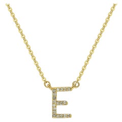 Suzy Levian 0.10 Carat White Diamond 14K Yellow Gold Letter Initial Necklace, E
