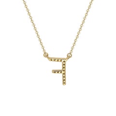 Suzy Levian 0.10 Carat White Diamond 14K Yellow Gold Letter Initial Necklace, F