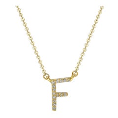 Suzy Levian, collier initial lettres en or jaune 14 carats avec diamants blancs de 0,10 carat