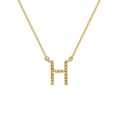 Suzy Levian 0.10 Carat White Diamond 14K Yellow Gold Letter Initial Necklace, H