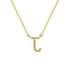 Suzy Levian 0,10 Karat Weißer Diamant 14K Gelbgold Brief-Initial-Halskette, J