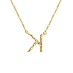 Suzy Levian Collier initial lettre en or jaune 14 carats avec diamants blancs de 0,10 carat, K