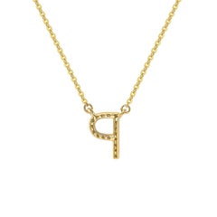 Suzy Levian 0.10 Carat White Diamond 14K Yellow Gold Letter Initial Necklace, P
