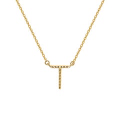 Suzy Levian, collier initial lettres en or jaune 14 carats avec diamants blancs de 0,10 carat