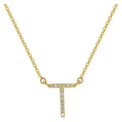Suzy Levian 0,10 Karat Weißer Diamant 14K Gelbgold Brief-Initial-Halskette, T
