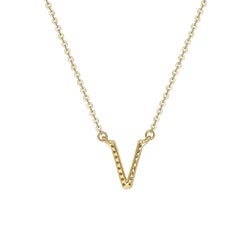 Suzy Levian 0.10 Carat White Diamond 14K Yellow Gold Letter Initial Necklace, V