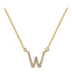 Suzy Levian 0.10 Carat White Diamond 14K Yellow Gold Letter Initial Necklace, W