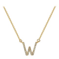 Suzy Levian 0.10 Carat White Diamond 14K Yellow Gold Letter Initial Necklace, W