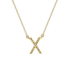 Suzy Levian 0.10 Carat White Diamond 14K Yellow Gold Letter Initial Necklace, X