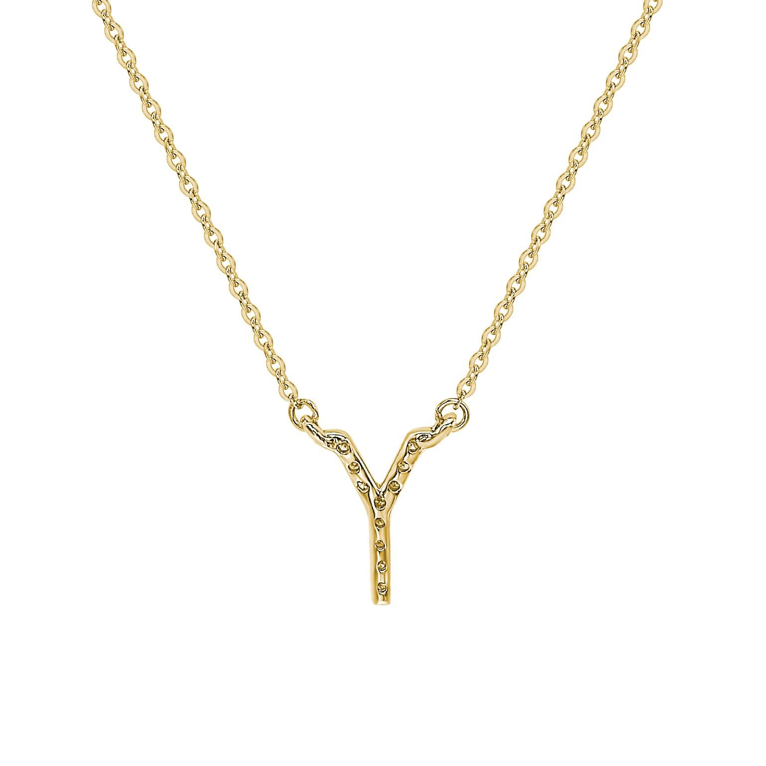This breathtaking personalized Suzy Levian letter necklace features natural diamonds, hand-set in 14-Karat yellow gold. It's the perfect individualized gift to let someone special know you're thinking of them. Each letter necklace features a row of