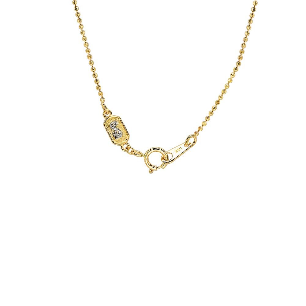 Contemporary Suzy Levian 14K Yellow Gold White Diamond Love Necklace For Sale