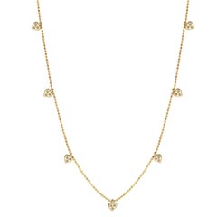Suzy Levian 14K Yellow Gold White Diamonds Heart Station Necklace