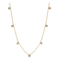 Suzy Levian 14K Yellow Gold White Diamonds Heart Station Necklace