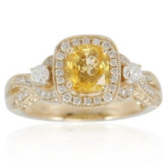 Suzy Levian 14 Karat Yellow Gold Yellow Sapphire and Diamond Ring