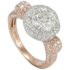 Suzy Levian Bague en or blanc et rose bicolore 18 carats avec diamants ronds