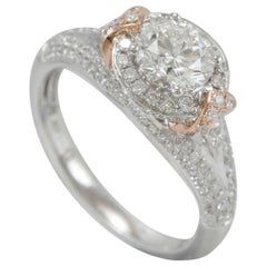 Suzy Levian 18 Karat Two-Tone White and Rose Gold Round White Diamond Ring