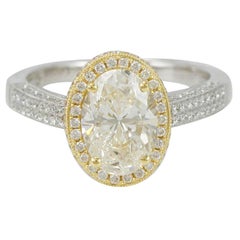 Anello di fidanzamento con diamante ovale in oro bianco e giallo a 18 carati Suzy Levian