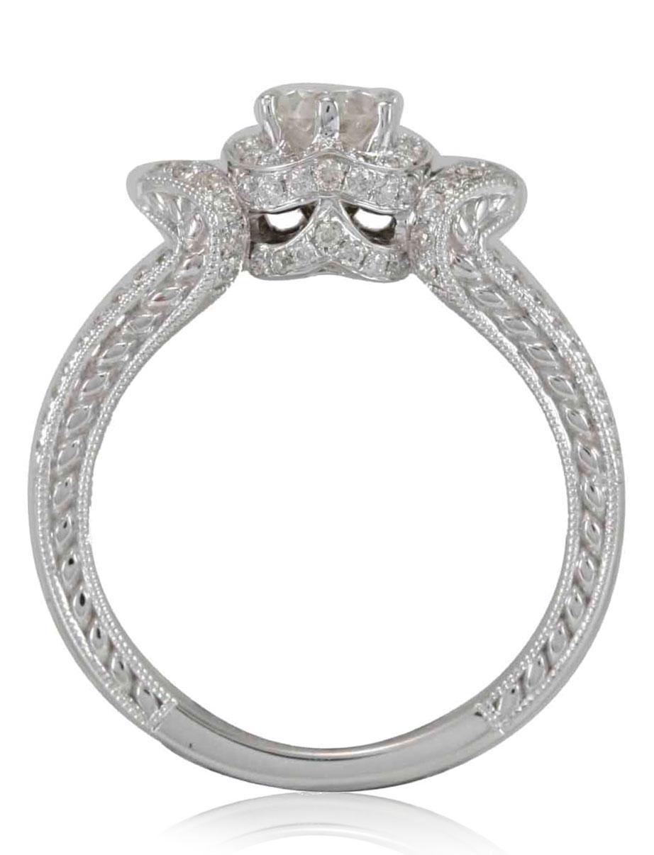 Art Deco Suzy Levian 18 Karat White Gold Diamond Engagement Ring