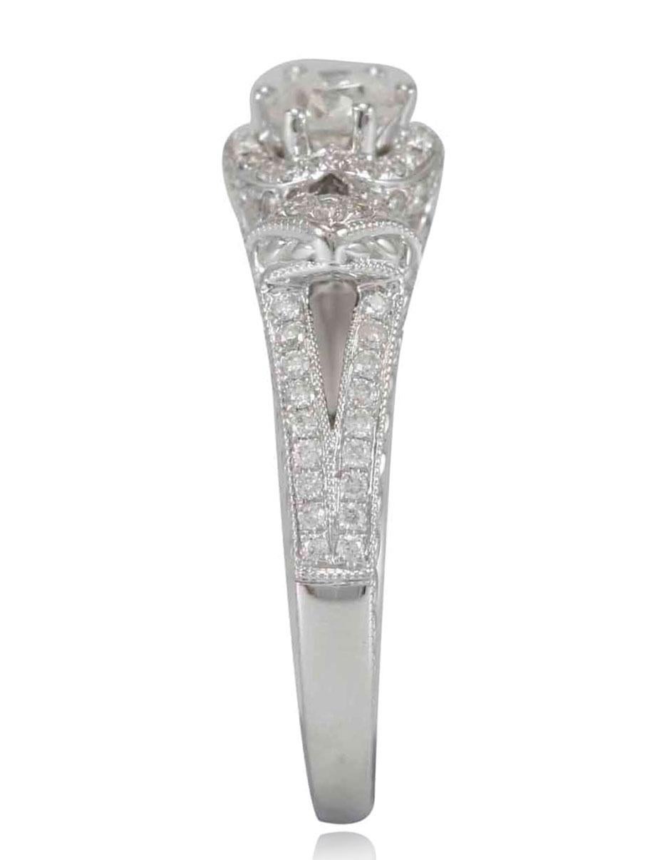 Round Cut Suzy Levian 18 Karat White Gold Diamond Engagement Ring