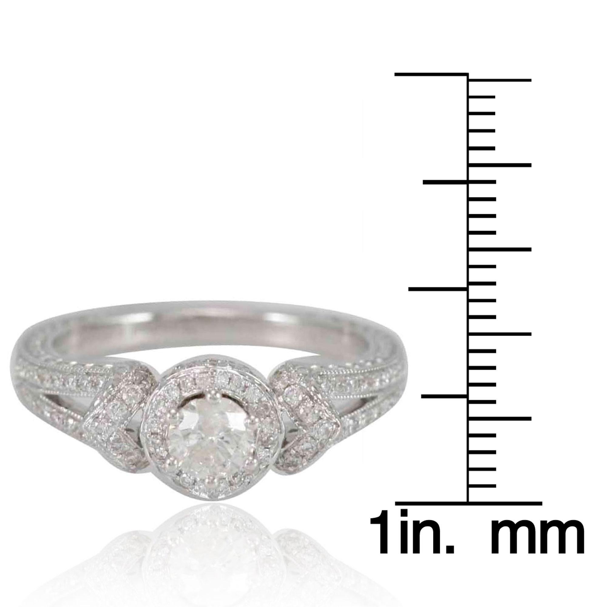 Suzy Levian 18 Karat White Gold Diamond Engagement Ring In New Condition In Great Neck, NY