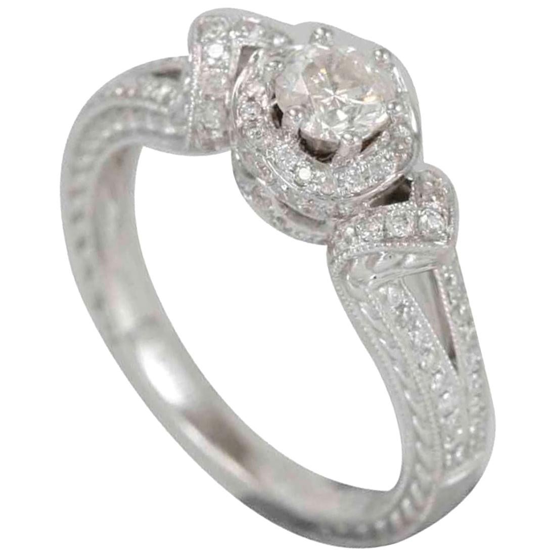 Suzy Levian 18 Karat White Gold Diamond Engagement Ring