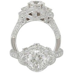 Suzy Levian 18 Karat White Gold Round Diamond Engagement Ring