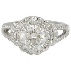 Suzy Levian 18 Karat White Gold Round White Diamond Engagement Ring