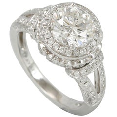 Suzy Levian 18 Karat White Gold Round White Diamond Engagement Ring