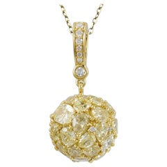 Suzy Levian 18 Karat Yellow Gold and Yellow Diamond Multi-Cut Cluster Pendant