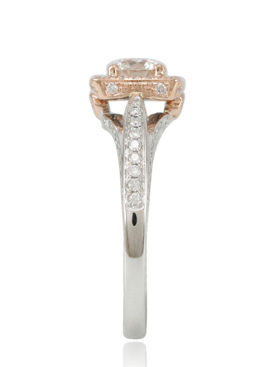 Contemporain Suzy Levian Bague halo en or bicolore 18 carats et diamants en vente