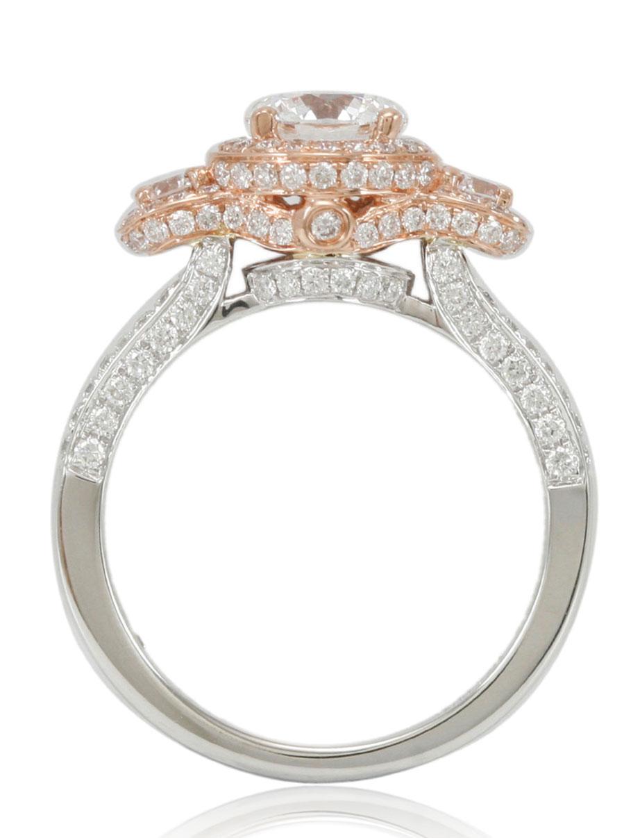 Verlobungsring von Suzy Levian aus 18 Karat zweifarbigem Weiß- und Roségold mit runden Diamanten (Zeitgenössisch) im Angebot