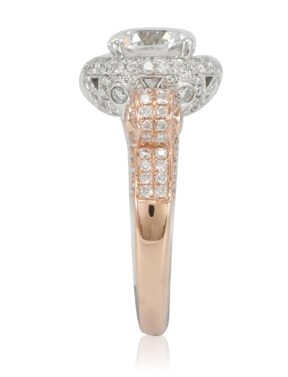 Suzy Levian 18 Karat zweifarbiger runder Diamantring aus Weiß- und Roségold (Zeitgenössisch) im Angebot