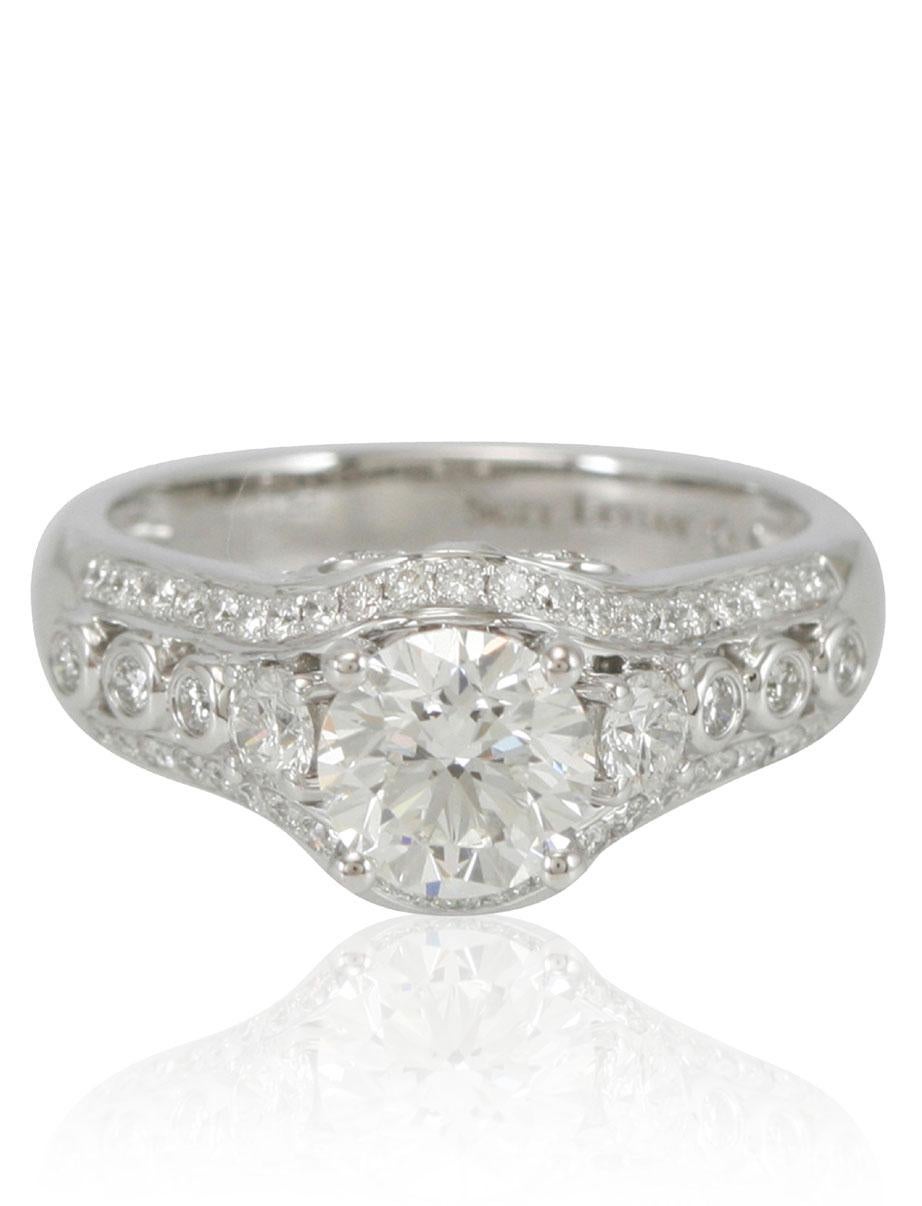 Verlobungsring, Suzy Levian, 18 Karat Weißgold Diamant (Zeitgenössisch) im Angebot