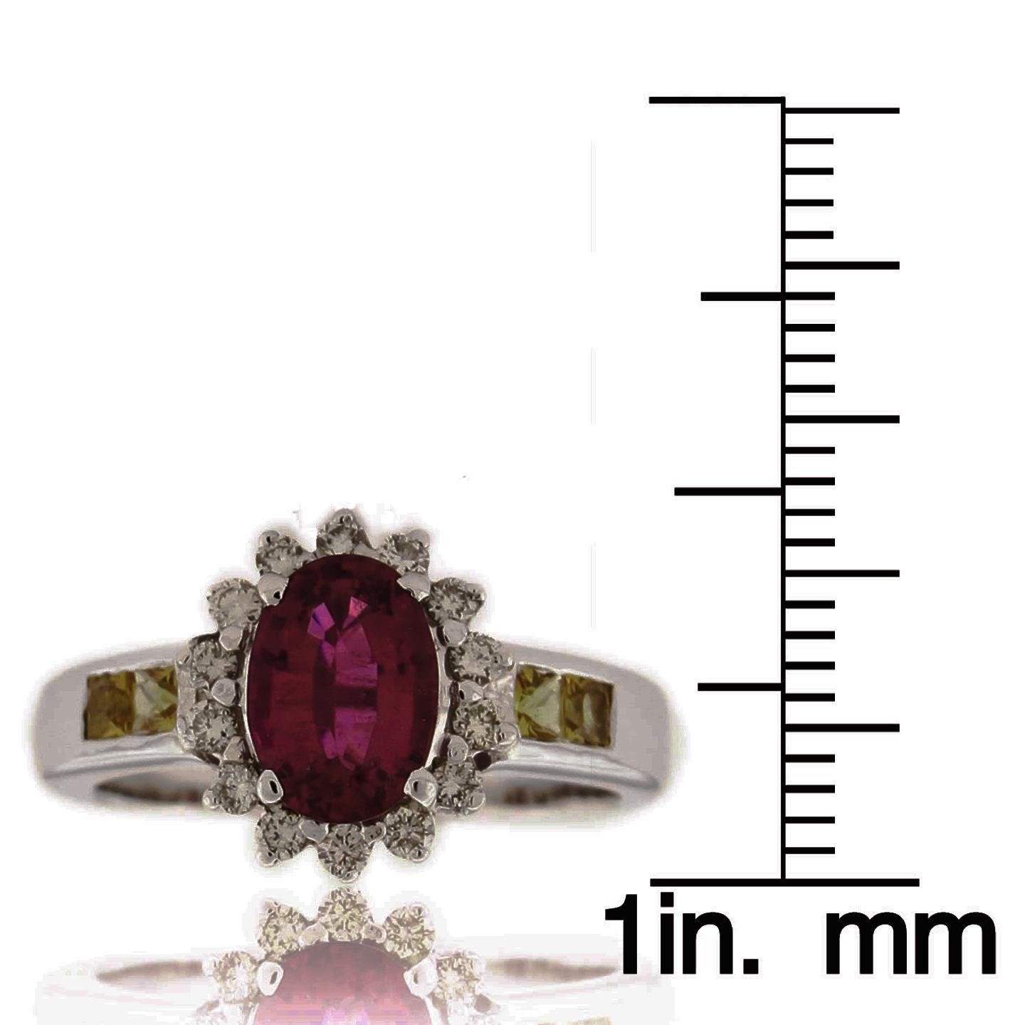 Oval Cut Suzy Levian 18 Karat Gold Oval-Cut Pink and Yellow Ceylon Sapphire Diamond Ring