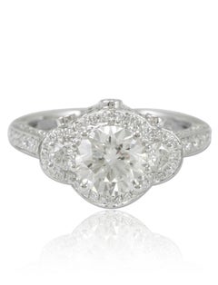Suzy Levian 18 Karat White Gold Round Diamond Engagement Ring