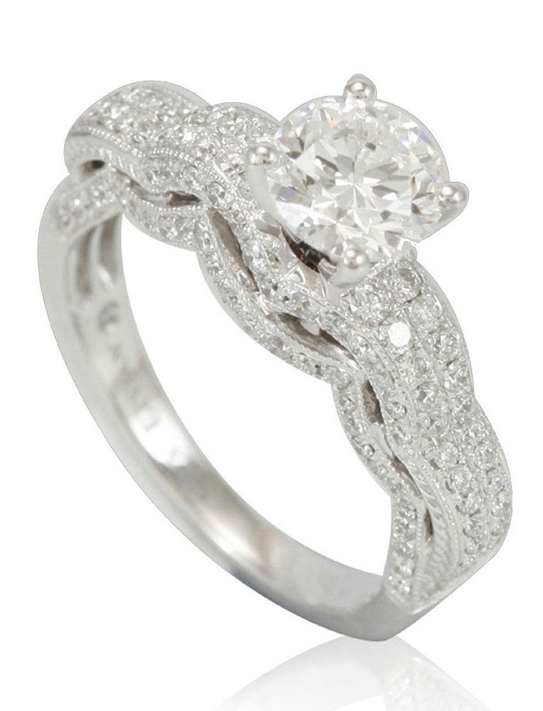 Suzy Levian Verlobungsring 18 Karat Weißgold Runder Weißer Diamant Im 