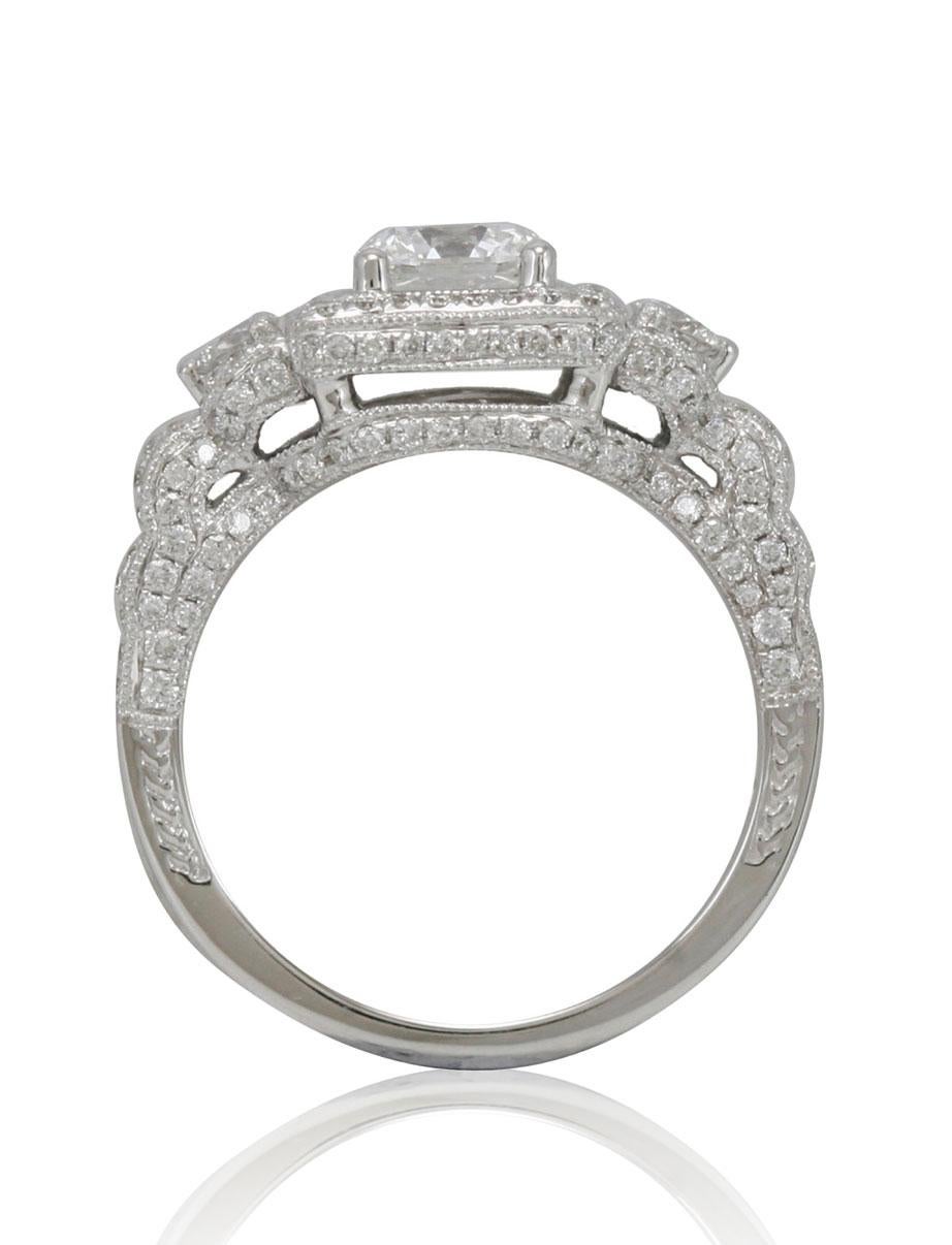 Suzy Levian Verlobungsring, 18 Karat Weißgold, runder weißer Diamant (Zeitgenössisch) im Angebot