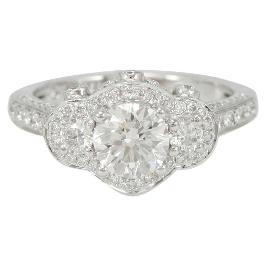 Suzy Levian Bague de fiançailles en or blanc 18 carats avec diamants blancs ronds