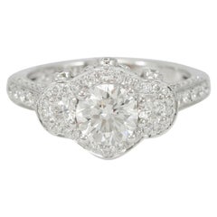 Suzy Levian 18K White Gold Round White Diamond Engagement Ring