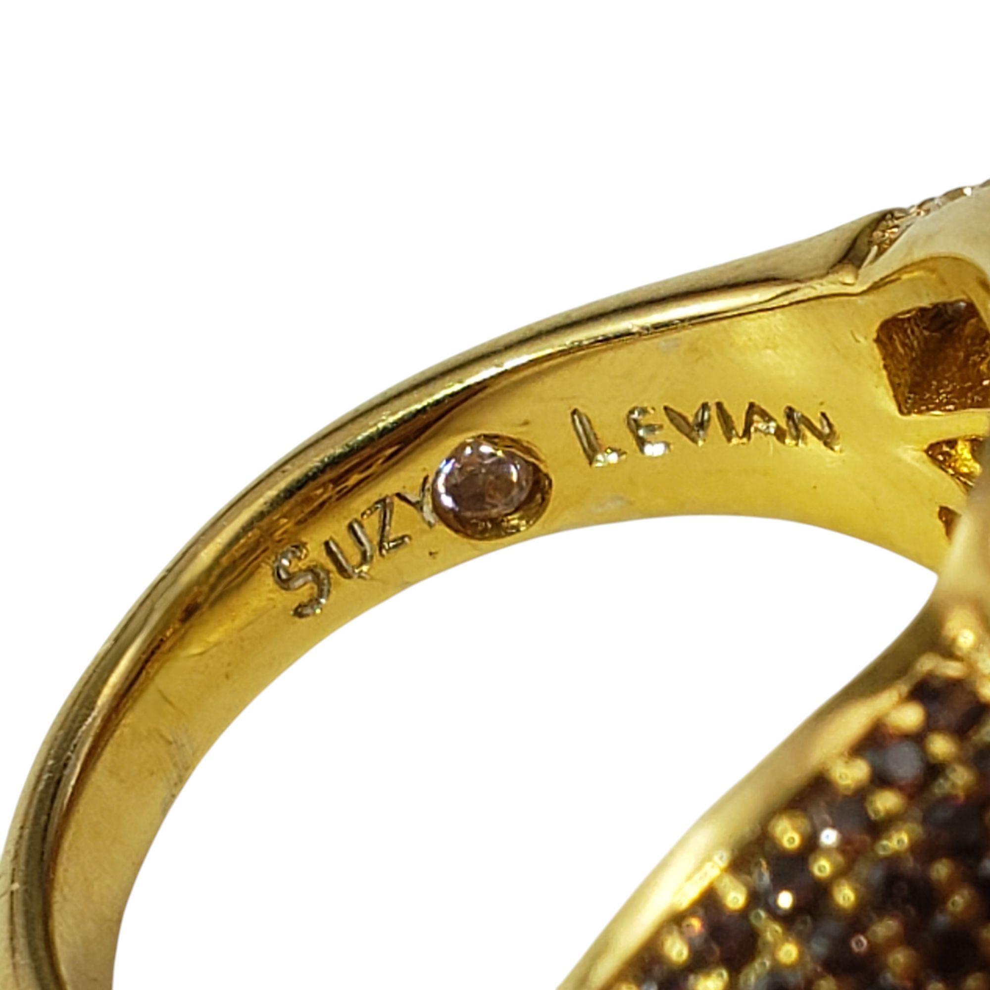 Suzy Levian Gold Plated Sterling Brown Cubic Zirconia Ring Size 6 #20875 For Sale 2