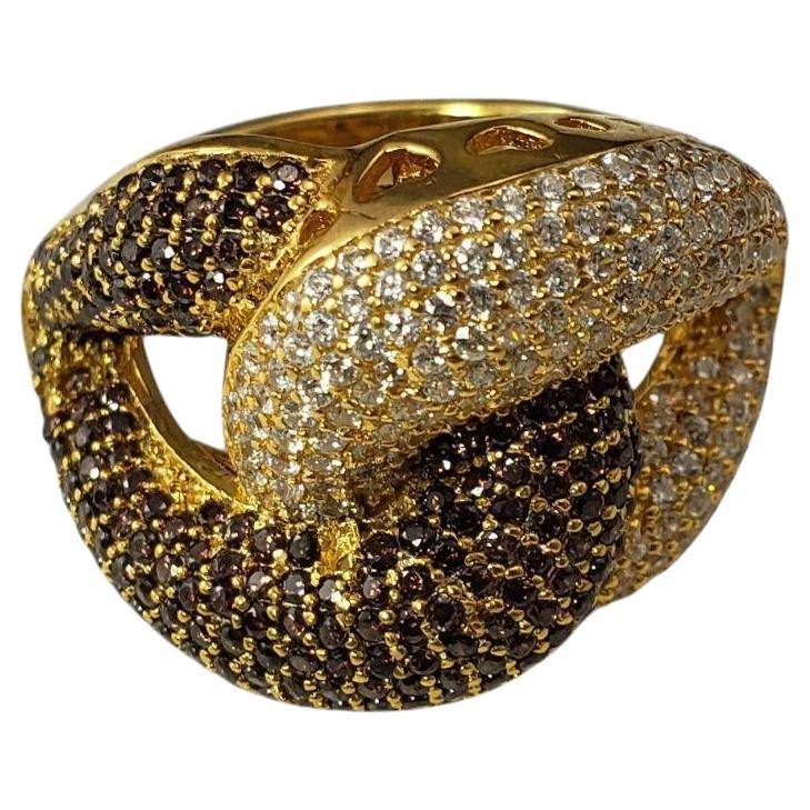 Suzy Levian Gold Plated Sterling Brown Cubic Zirconia Ring Size 6 #20875