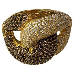 Suzy Levian Anello in sterling placcato oro con zirconi marroni misura 6 #20875