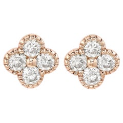 Suzy Levian clous d'oreilles trèfle en or rose 0,70 ctTW et diamants