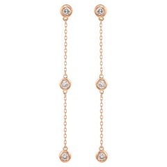 Suzy Levian Rose Gold 0.80 CTTW Diamond Station Dangle Earrings