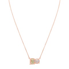 Suzy Levian Rose Sterling Silver White Topaz & Green Amethyst Two Stone Necklace